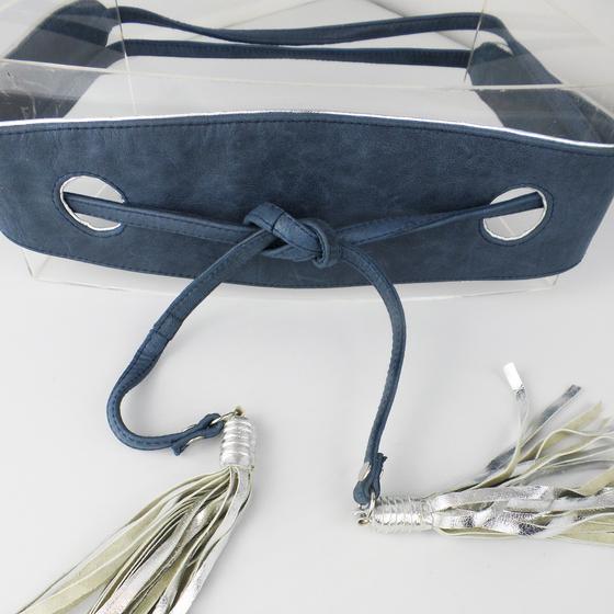 goldmarie Taillengürtel AURA Leder blau-silber 