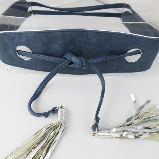 goldmarie Taillengürtel AURA Leder blau-silber 
