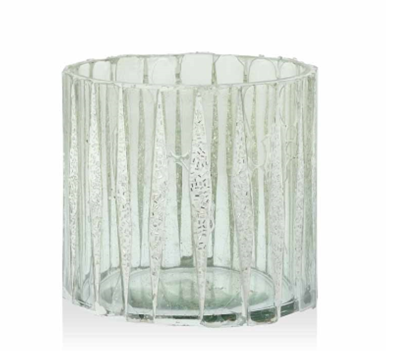 Kerzenhalter | Windlicht / Teelichthalter Mel - weiss pattern / XS