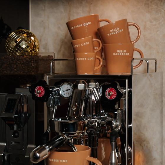 VONDELS Keramik Espresso Tasse DADDY COOL - terracotta - 80ml - 2er Set