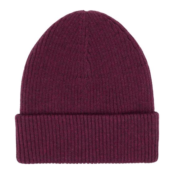 Rippenstrick-Beanie, Biobaumwolle, GOTS, aubergine
