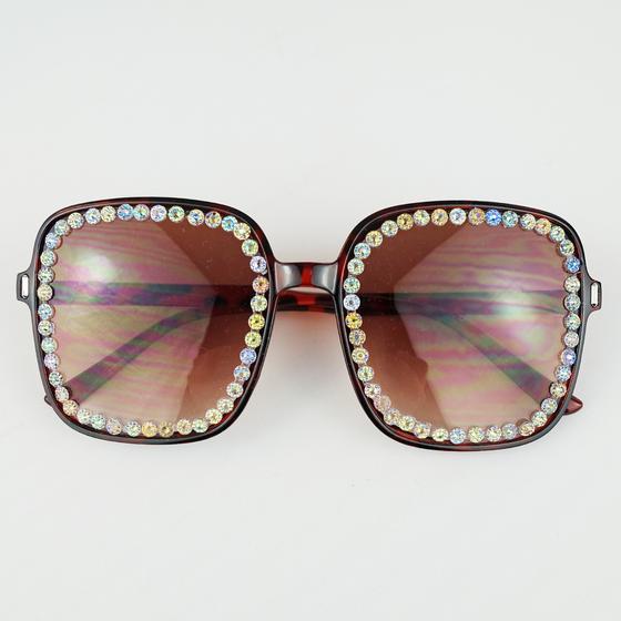 goldmarie Sonnenbrille QUEEN - mit Strass - für Erwachsene - braun 