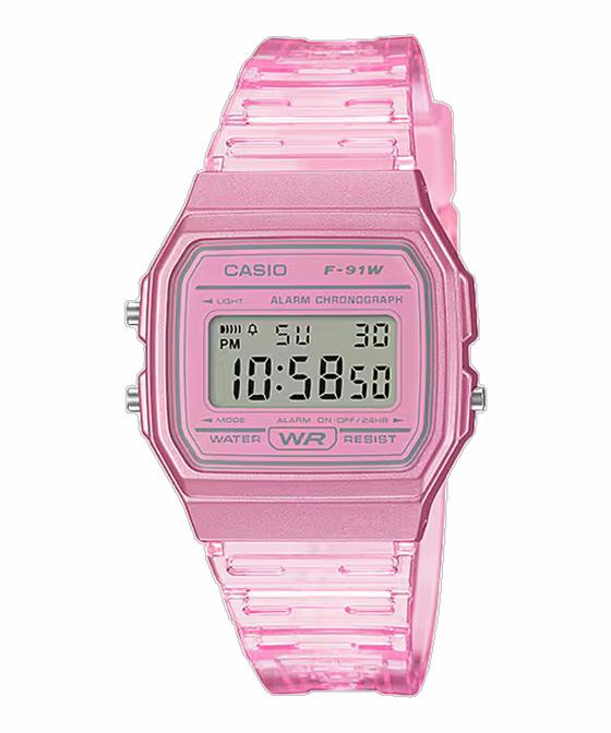 Casio Uhr gross F-91WS-2EF Resin Armband rosa