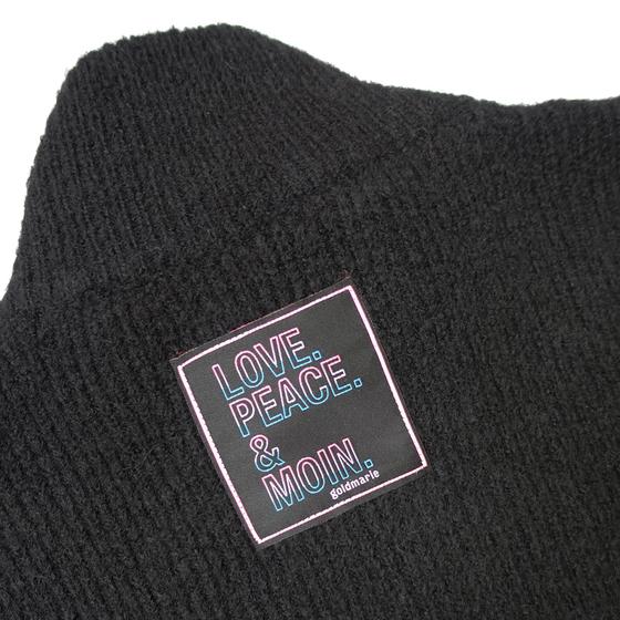 goldmarie Zip Strickweste LOVE PEACE MOIN - schwarz