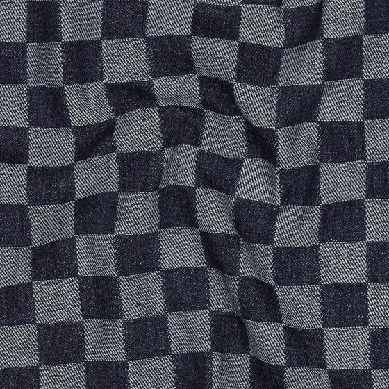 Denim Jacquard Checks – fester Taschenstoff mit Karomuster