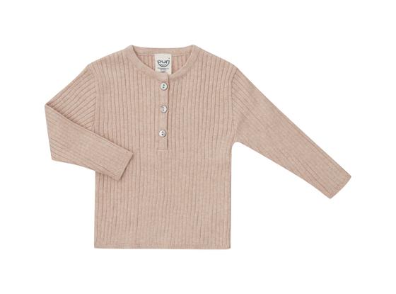 Puri Organic Strickpullover Henley Rippe Sand 