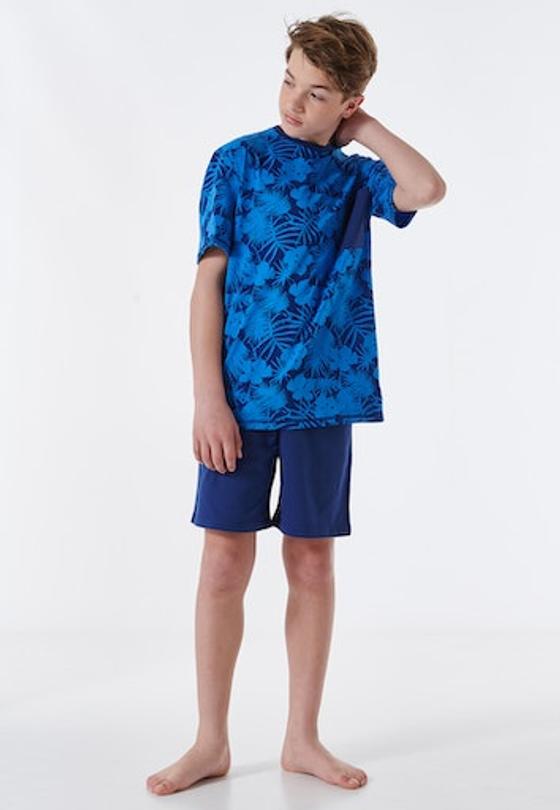 Shorty "Blätter", Biobaumwolle, blau