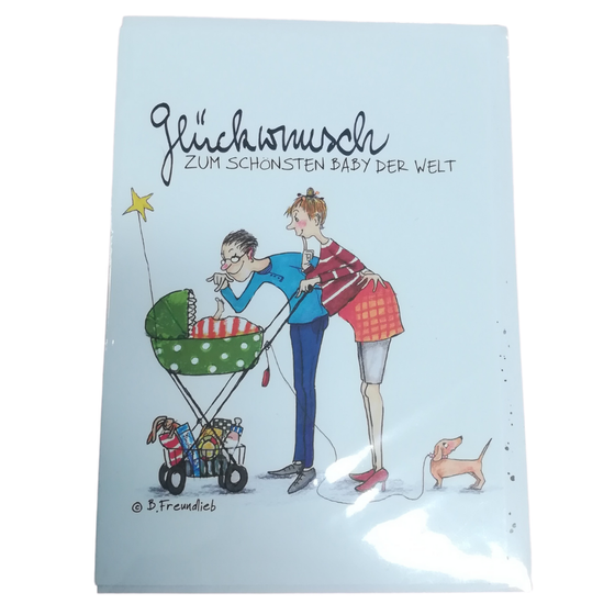 Doppelkarte mit Umschlag *Glückwunsch zum schönsten Baby der Welt*