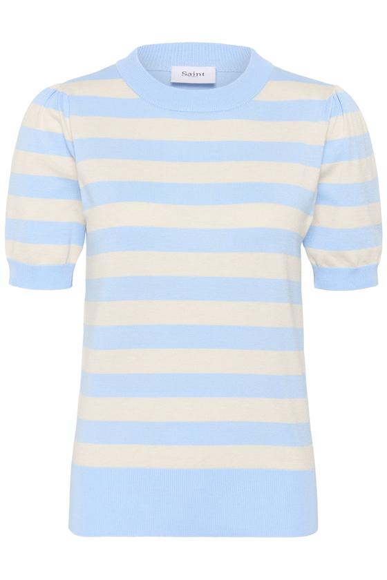 SAINT TROPEZ MilaSZ SS Striped Pullover 30513931 - beige-hellblau