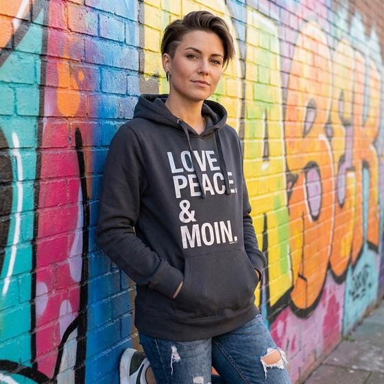 goldmarie LOVE PEACE MOIN Hoodie Gabi dunkelgrau-silber