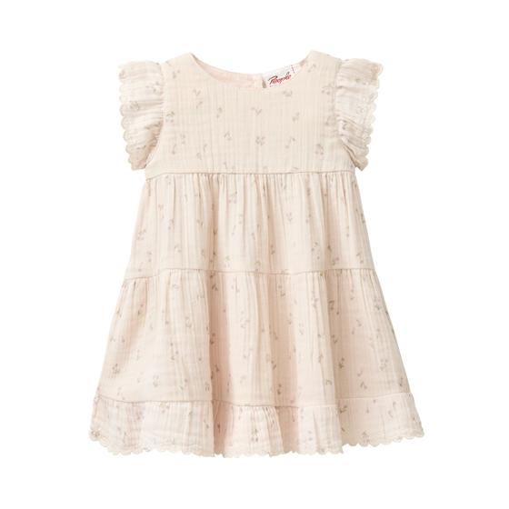 People wear Organic Musselin Kurzarm Kleid Natur Bedruckt Kleine Kirschen