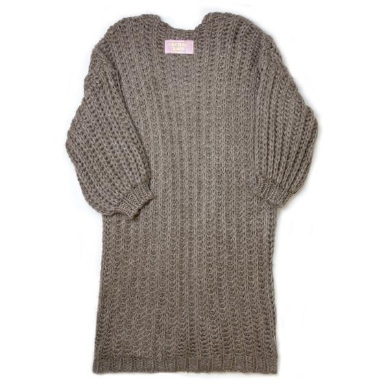 goldmarie Maxi Strickjacke LOVE Peace Moin - Grobstrick - braun