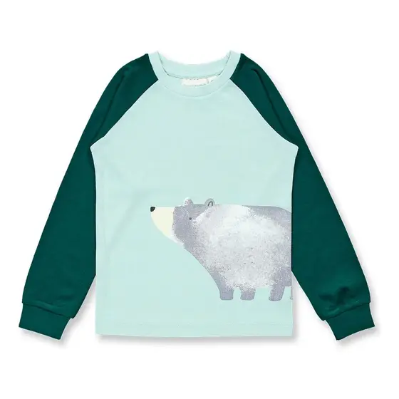 Sense Organics Pyjama Long John Bärendruck Eismintgrün