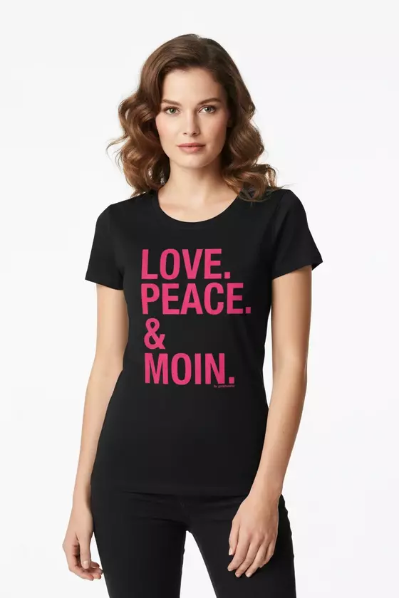 goldmarie  LOVE PEACE MOIN T-shirt Susi schwarz-pink 
