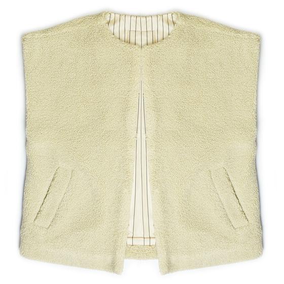 goldmarie Teddy Weste LOVE PEACE MOIN - gestreiftes Futter - creme