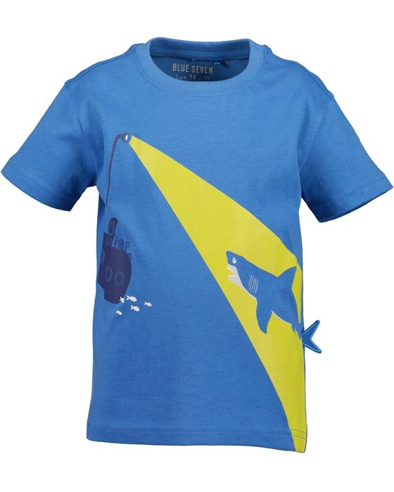 T-Shirt mit Leuchtdruck "Hai", ultramarin