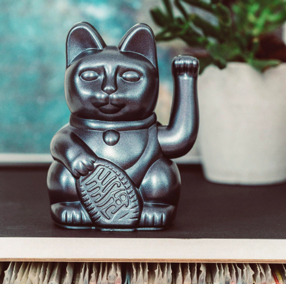 DONKEY Winkekatze LUCKY CAT 330440 - schwarz metallic 