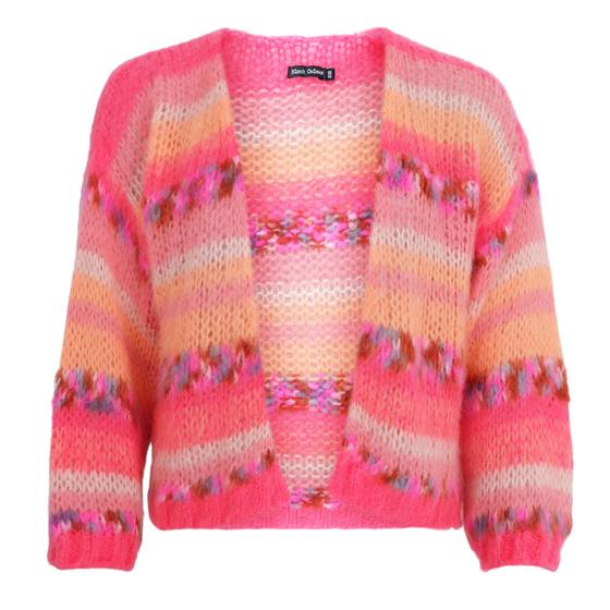 BLACK COLOUR Cardigan BCLAGOON 1201-PM - peach-coral gestreift