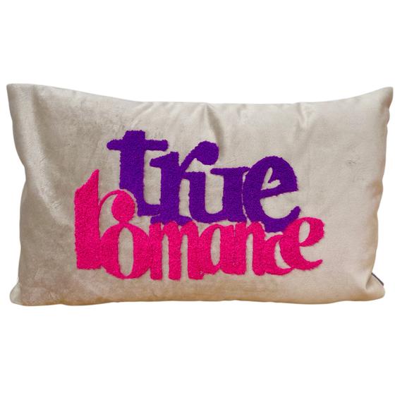 Pad Letters Kissenhülle 30x50cm TRUE ROMANCE, taupe