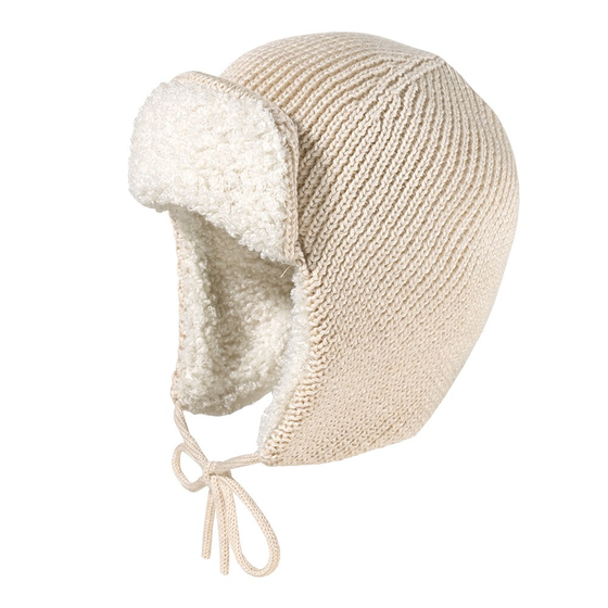 Baby-Parkamütze mit Plüschfutter, feder