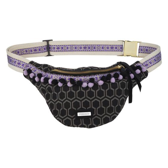 goldmarie Gürteltasche "Hipbag Sixtie Two" mit PomPom grau-schwarz-flieder