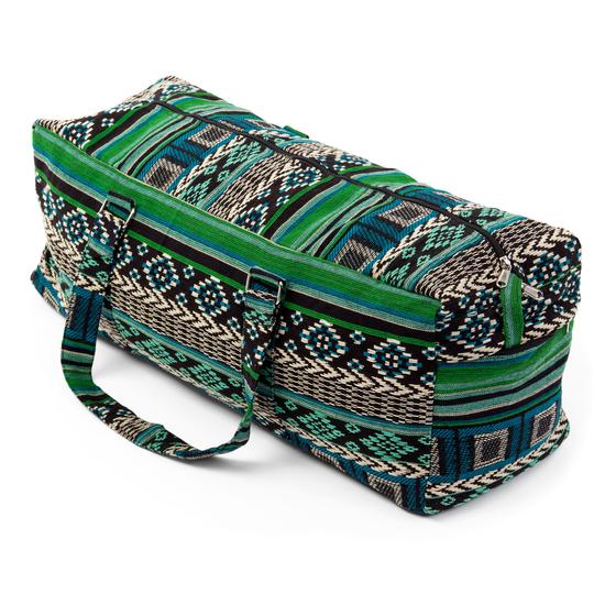 Yogatasche mit Reißverschluss aus Jacquard-Webstoff, schwarz-weiß-grün gemustert