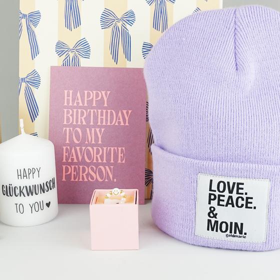 goldmarie Geschenktasche BIRTHDAY BAG - Kerze - Franzi Liköre - Ring - Mütze nach Wahl