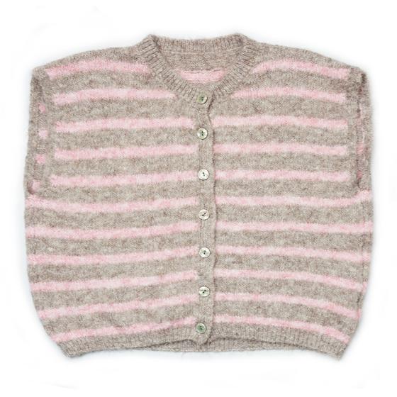 goldmarie Strick Weste LOVE PEACE MOIN pink Label - Streifenmuster - rosa-beige