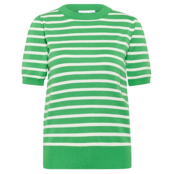 SAINT TROPEZ MilaSZ SS Striped Pullover 30513768 - grün-weiß