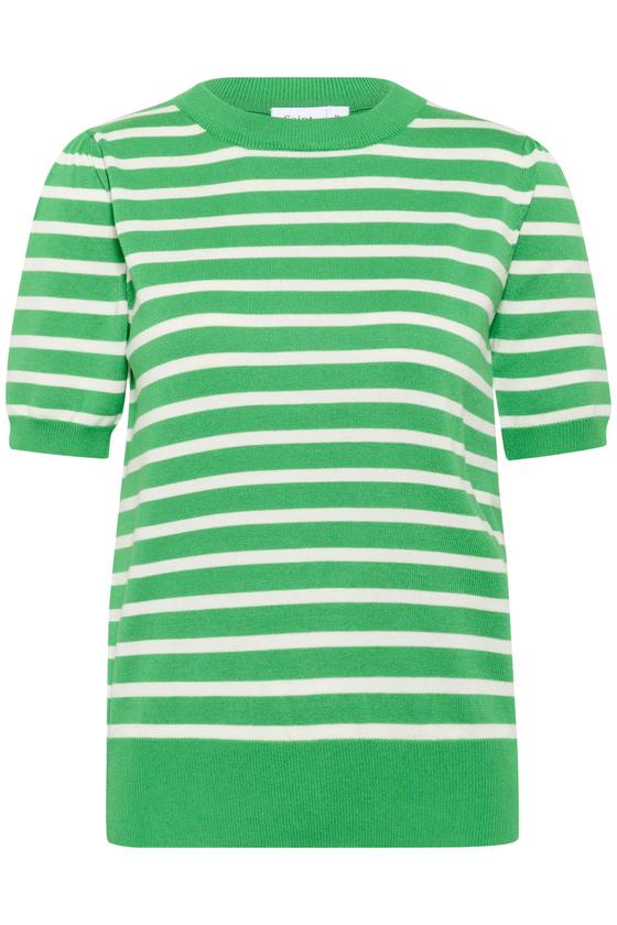 SAINT TROPEZ MilaSZ SS Striped Pullover 30513768 - grün-weiß