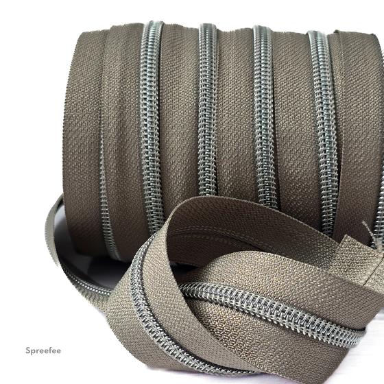 Endlos Reißverschluss greige silber metallisiert für Taschen nähen Made in Germany