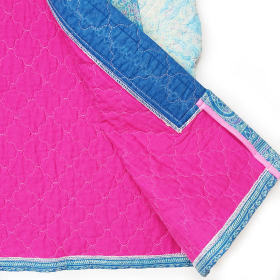 goldmarie Paisley Stepp Weste MOINGIORNO - Vintage-Stoff Recycelt - upcycling Unikat - blau
