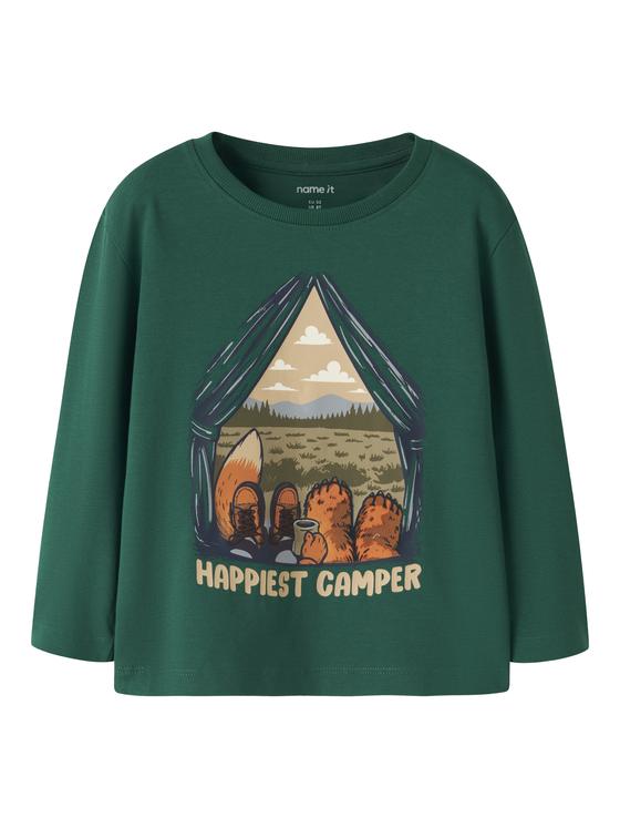 Name It Langarmshirt Happiest Camper Grün