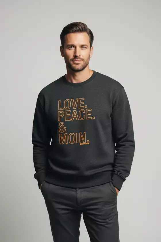 goldmarie Sweatshirt LOVE PEACE MOIN - orange-anthrazit meliert 