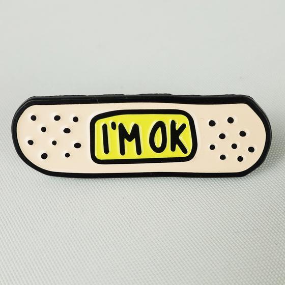 goldmarie I M OK Pflaster Pin - beige-gelb-schwarz - 4cm