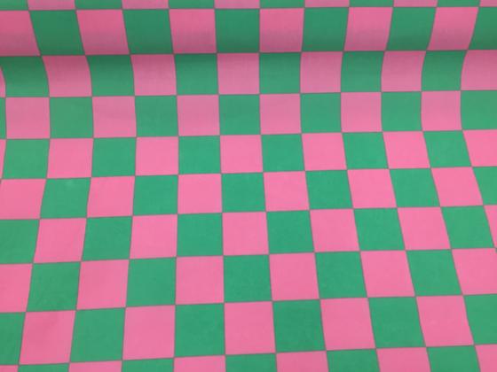 Beschichtete Baumwolle Karo pink grün