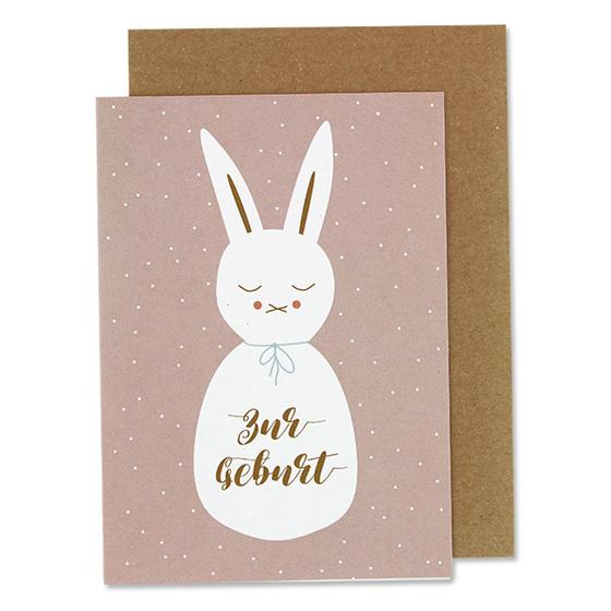ava&yves Klappkarte - Hase Zur Geburt Rosa