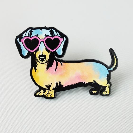 goldmarie DACKEL mit Sonnenbrille  Pin - bunt - 3,5cm