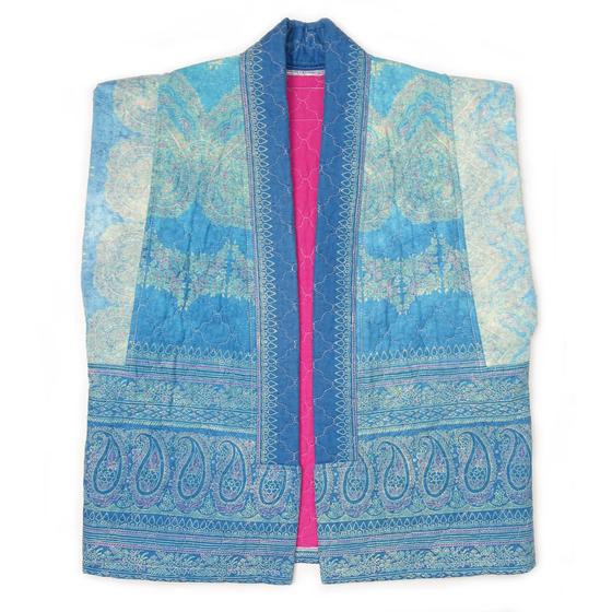 goldmarie Paisley Stepp Weste MOINGIORNO - Vintage-Stoff Recycelt - upcycling Unikat - blau