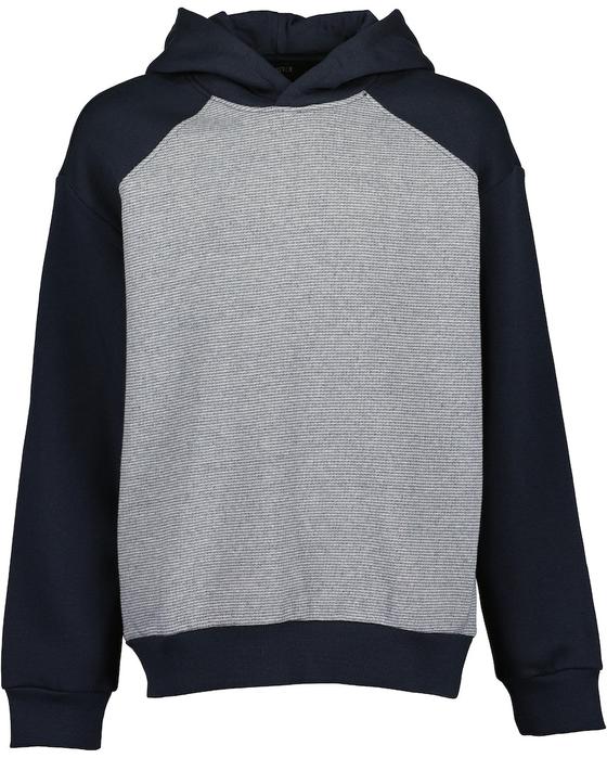 Hoodie, Baumwoll-Mix, grau-nachtblau