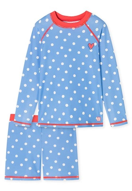 Bade-Zweiteiler, UV40+, hellblau-gepunktet