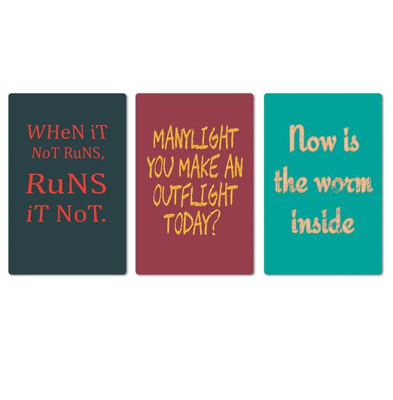 Denglisch Magnete 3er -Set - dunkelgrau, bordeauxrot, türkis - When it not runs, runs it not - Manylight you make an Outflight today? - Now is the worm inside