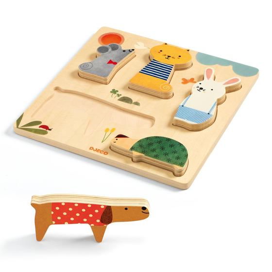 Djeco Relief Puzzle Woodypets 5 Teile