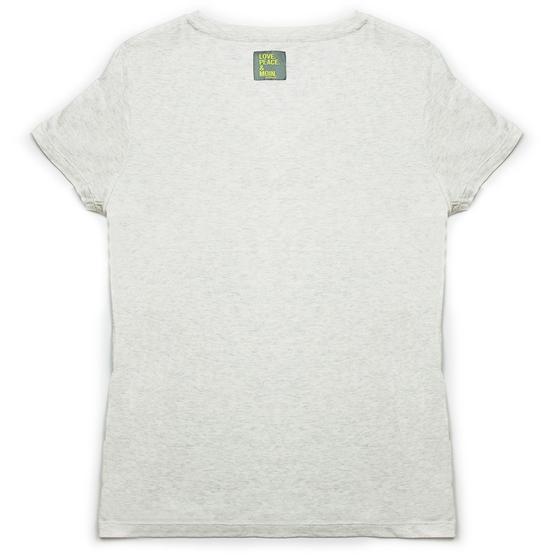 goldmarie LOVE PEACE MOIN T-shirt V-Neck - hellgrau melange 