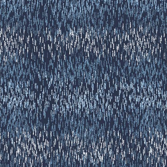 InkPerfect Baumwoll-Popeline mit grafischen Mustern in Blautönen – ideal als Innenstoff für Taschen und Geldbörsen bei Spreefee Bag Making Supplies.
