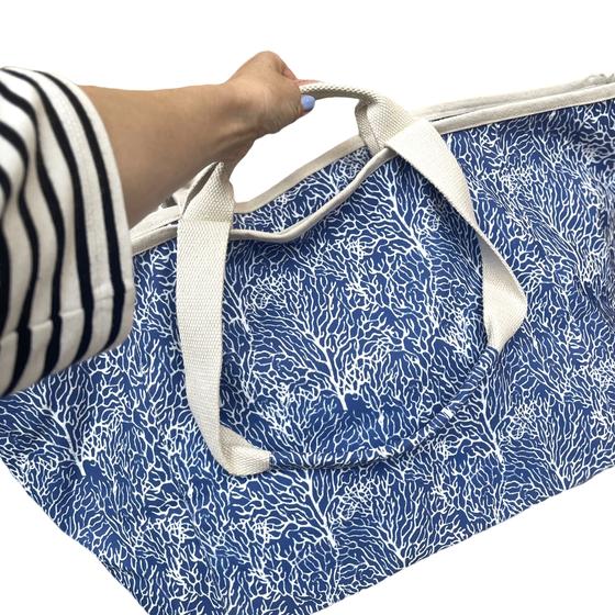 StrandtaStrandtasche Shopper Sommertasche Koralle Blausche Shopper Sommertasche Koralle Blau