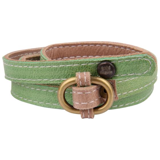 goldmarie Wendegürtel Leder schmal grün-beige