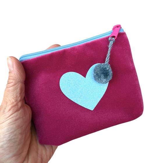 Frau Heidelberg Kosmetiktasche S pink HERZ türkis