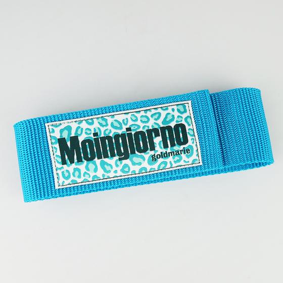 goldmarie Yogamatte Banderole MOINGIORNO Leo Label - Klettverschluss - hellblau