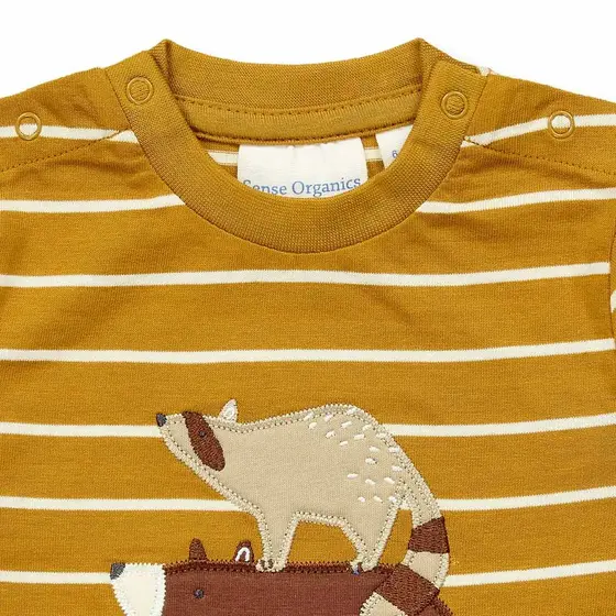 Sense Organics Langarmshirt Elan Bärenfreunde Streifen Curry